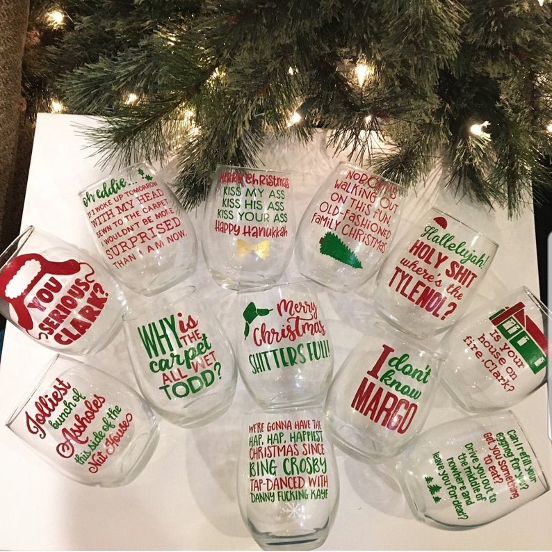 Christmas Vacation Wine Glasses / Christmas Wine Glasses / Etsy Canada