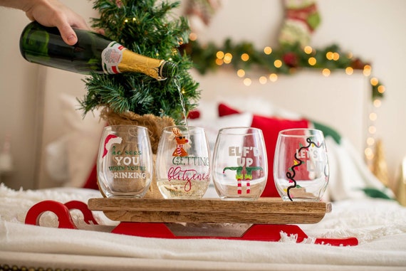 Funny Christmas Wine Glasses Christmas Wine Glasses Etsy