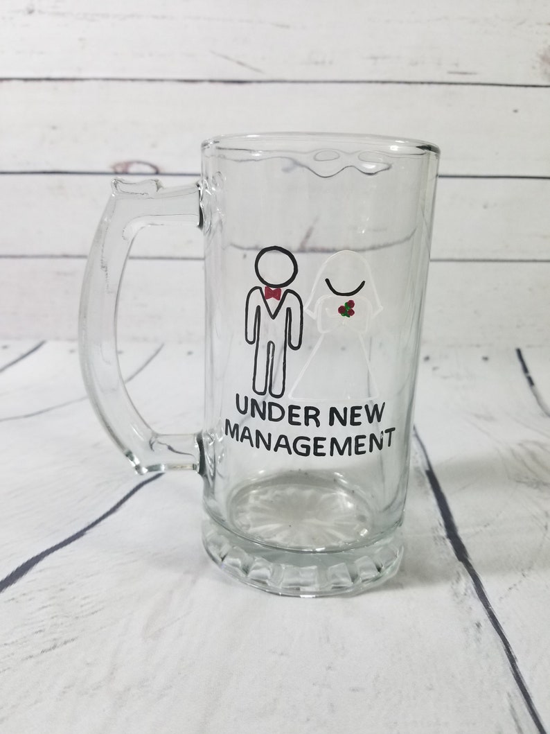 Funny Groom Beer Mug Funny Groom Gift Groom Gift From Bride Wedding Gift Under New Management Engagement Gift Engagement Glass