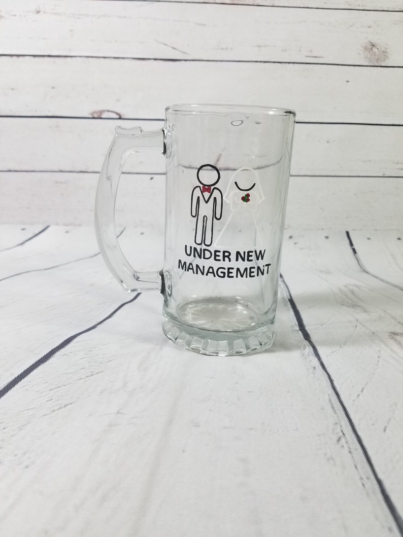 Funny Groom Beer Mug Funny Groom Gift Groom Gift From Bride Wedding Gift Under New Management Engagement Gift Engagement Glass