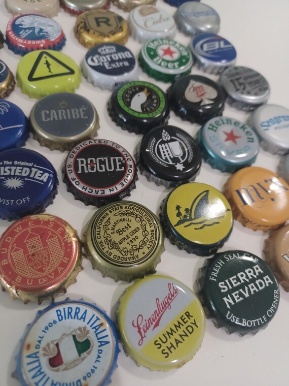 50 Different Bottle Caps, Variety Pack, Used Bottle Caps, Beer