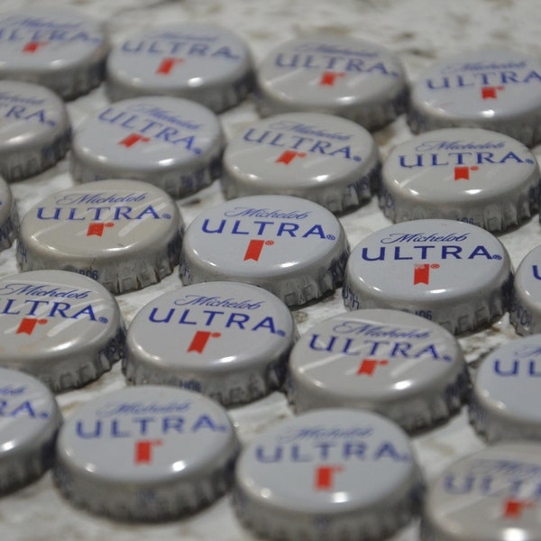 Bottle Caps, Mich Ultra 50 Pack, Used Bottle Caps, Michelob Ultra,  Silver Bottle Caps, American Beer Bottle Caps, Domestic Beer