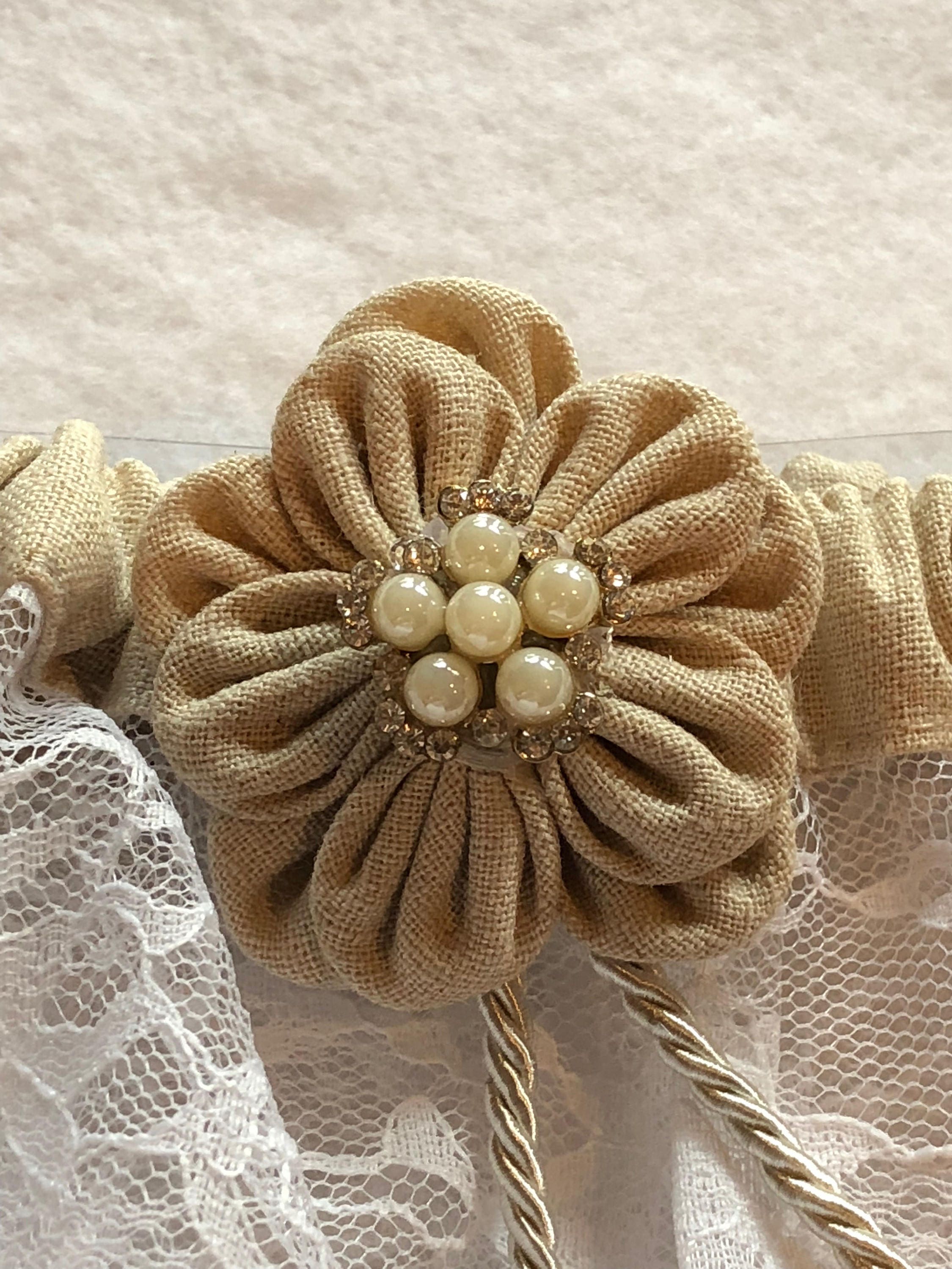 ?HP? Burlap & Lace Wedding Bridal Garter Set Bridal_Garter_-_Pearl_Icon_12.  main image 3