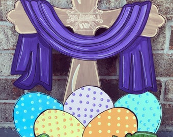 Painted - Lent Cross with Easter eggs