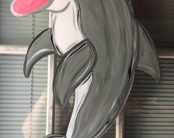 Painted - Dolphin door hanger * wreath attachment * ornament