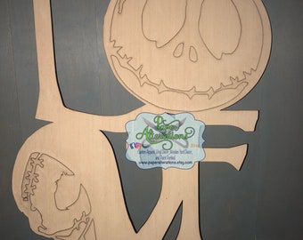 BLANK - LOVE Jack & Sally * Door Hanger * Nightmare * Skeleton * FALL*Halloween *Wreath Attachment*Ornament