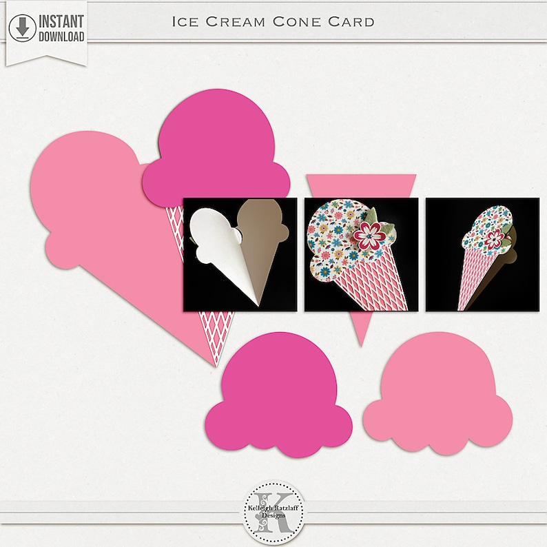 Download Ice Cream Cone Card SVG PSD PDF | Etsy