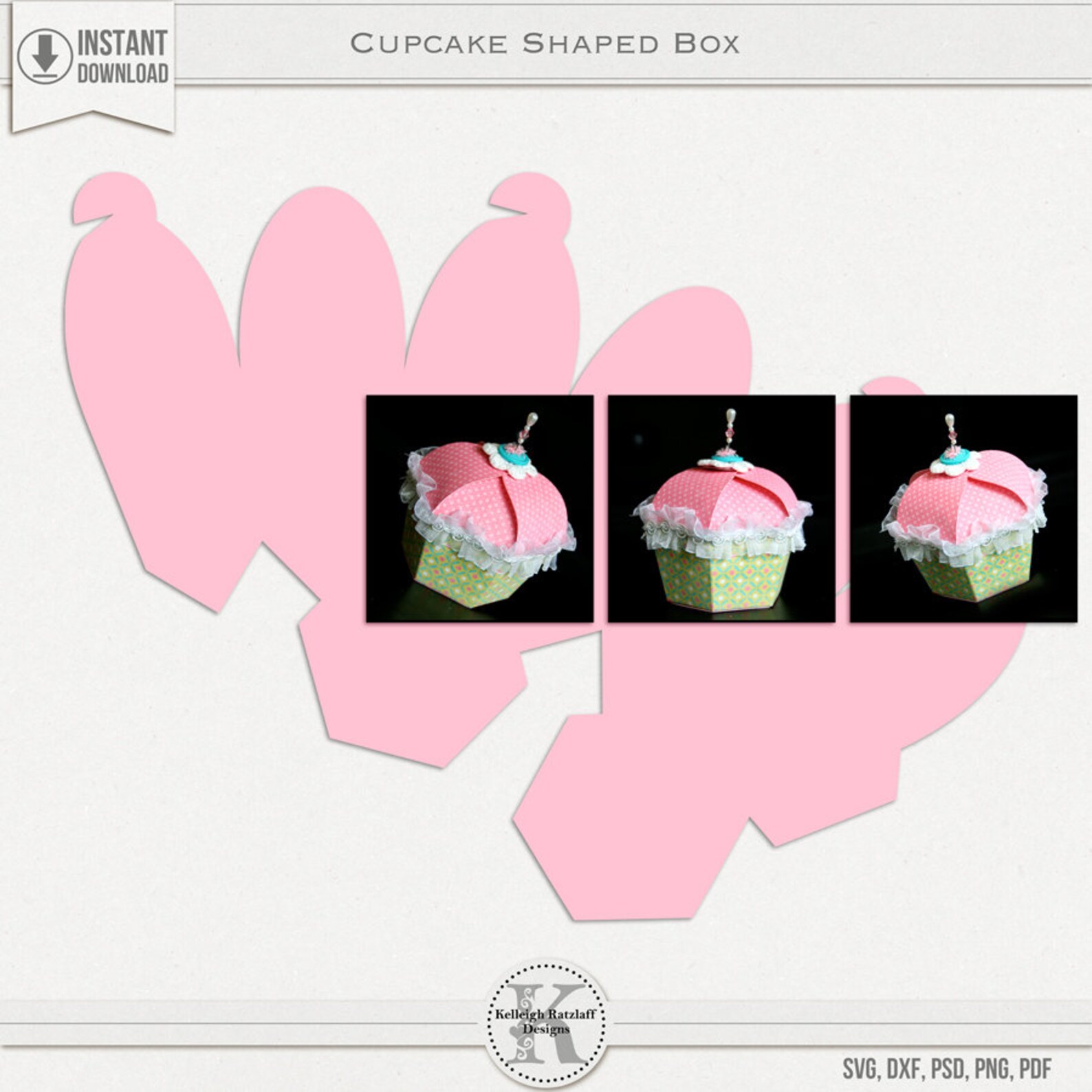 Cupcake Shaped Box SVG PSD PDF Etsy
