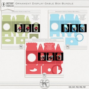 Ornament Display Gable Box Bundle SVG, PSD, PDF +