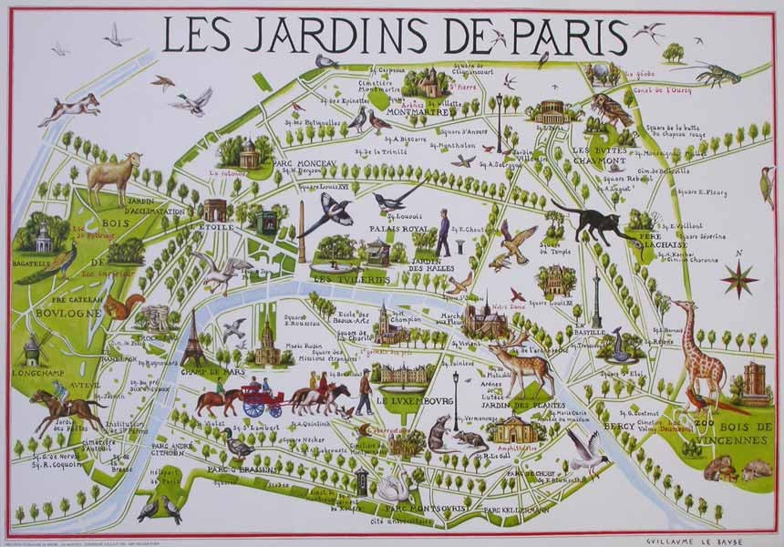 Cartel Los jardines de París mapa ilustrado de - Etsy México