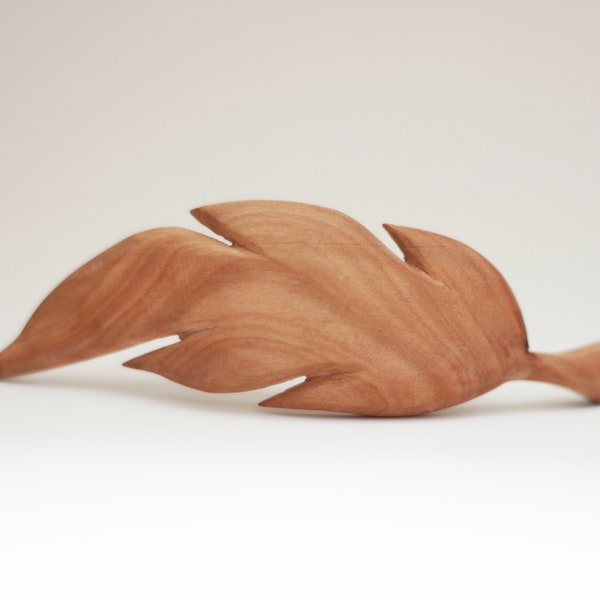 Barrette plume, barrette en bois sculpté, barrette à cheveux en bois, barrette à cheveux fine, bois, barrette à cheveux sculptée, barrette feuille, barrette à cheveux feuille