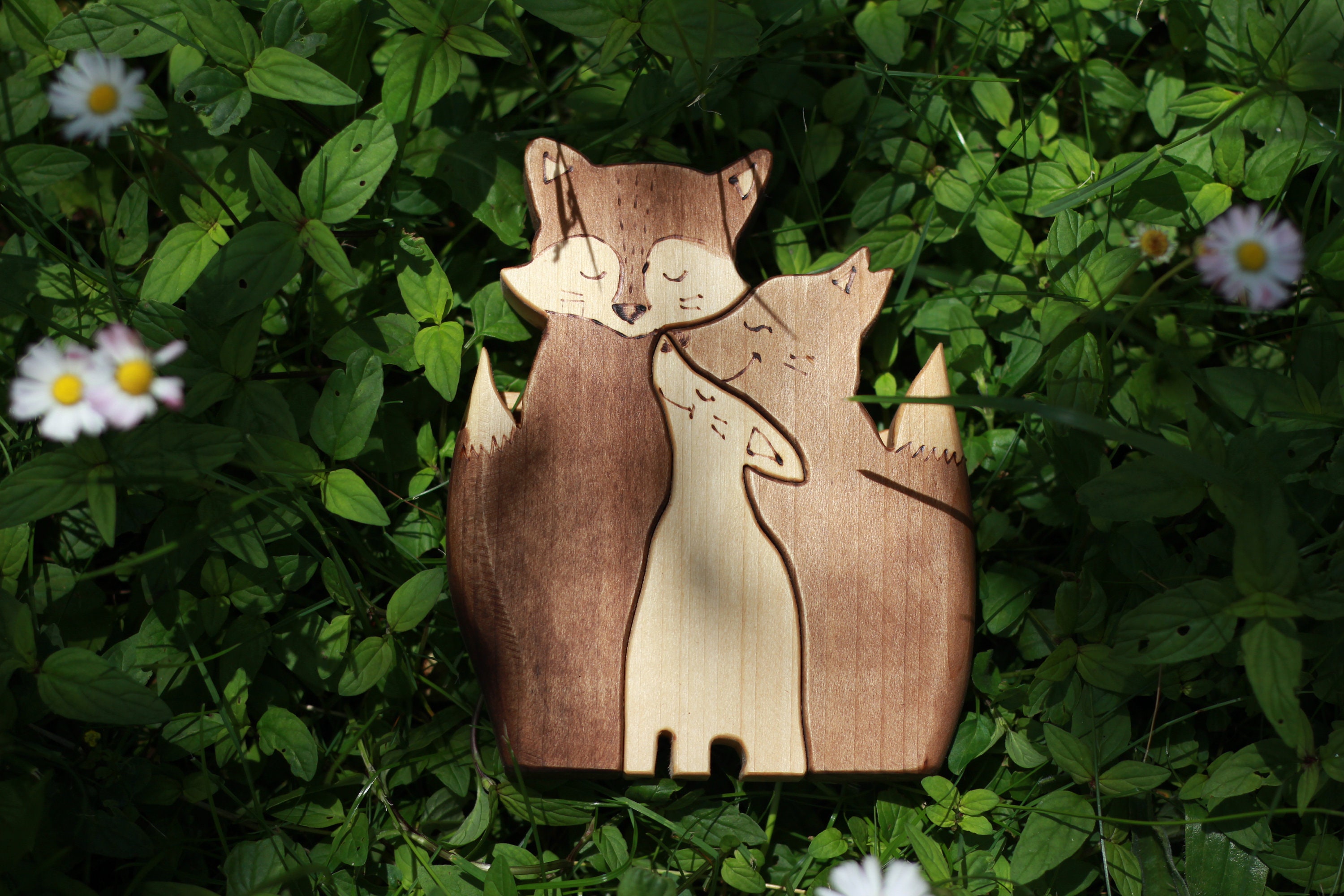 Wootswood-Jigsaw puzzle en bois adulte et enfant - La famille renard