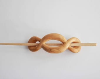 Handmade Cherry Wood Barrette: Endless Knot Boho Hair Clip