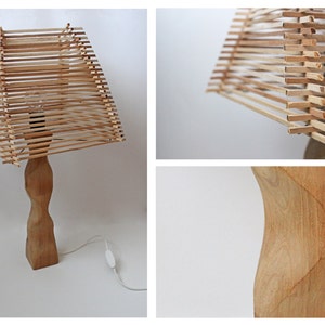 Handmade wooden lamp, table lamp, contemporary lamp, natural light, wood anniversary, desk lamp, reading lamp, bedside lamp, design lamp