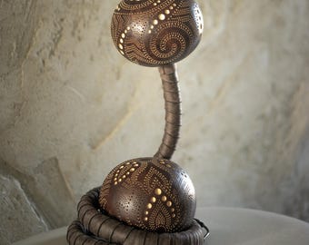 Curved Gourd Table Lamp - Handcrafted Night Light