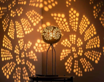 Table Lamp NEO SHELL, Small Night light, Gourd Lampshade, Moroccan Turkish lampshade, desk lamp, Morocco fairy light, wooden mosaic lantern