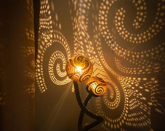 Double Spiral Table Lamp - Coastal Decor, Two lampshades