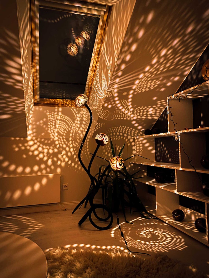 Lámpara de pie de calabaza de loto: decoración bohemia marroquí