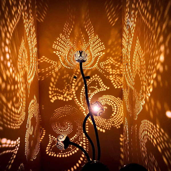 Lampadaire No.1 - Lampe marocaine en bois, veilleuse de fée turque, lustre naturel, suspension, lumière côtière, lampe à la noix de coco, calebasse