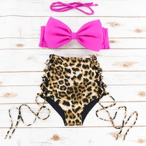 leopard high rise swimsuit