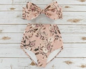 Bikini Set - Ladies 2 Piece High Waist Flattering Bikini - Pretty Pink Floral Pattern Womens Swimwear - Handmade Unique Design