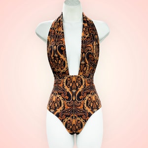 Stunning Tribal Swimsuit Recycled Eco Friendly Bathing Suit Handmade One Piece Maillot Unique Flattering Swimwear image 4
