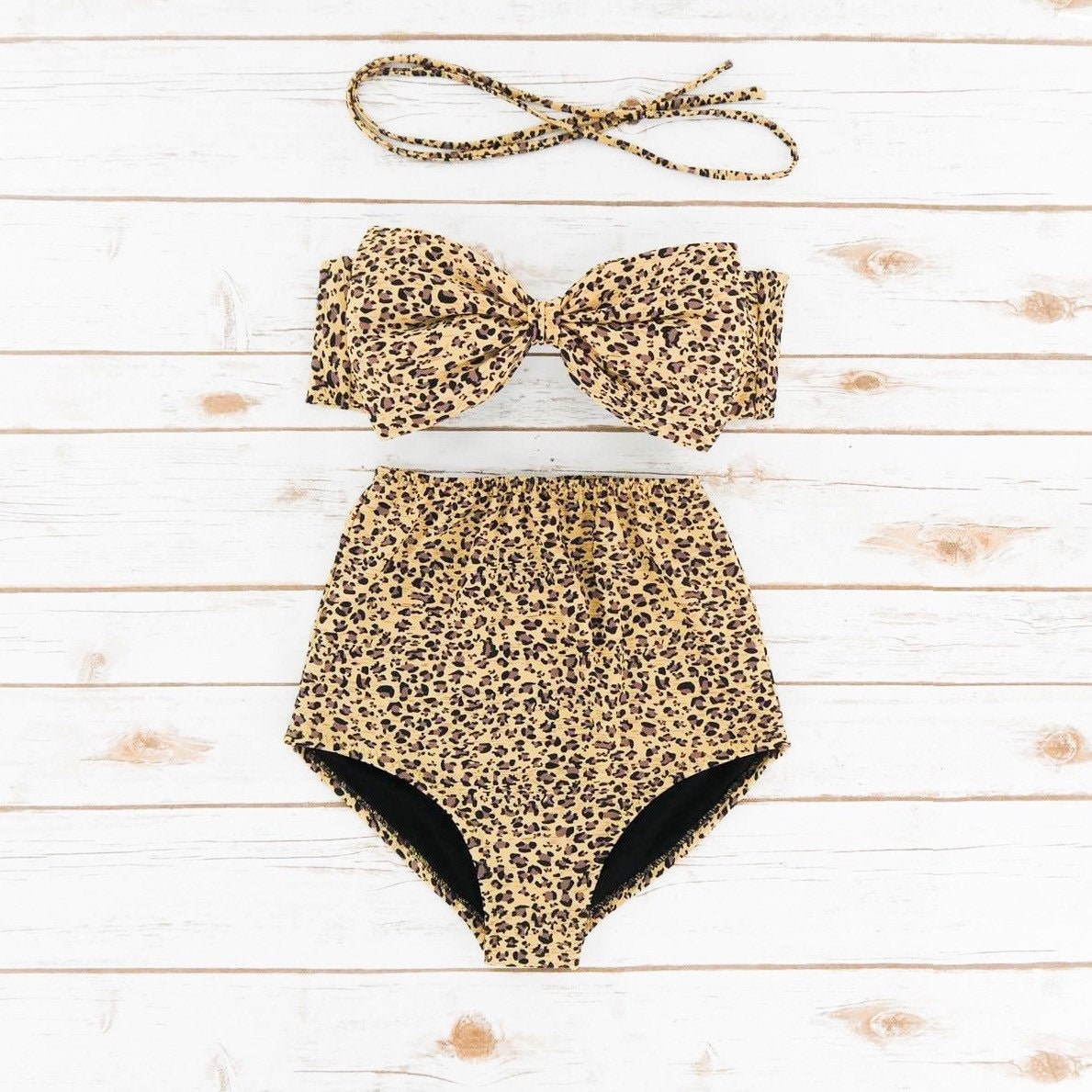 pasta Gewend Negen Leopard Bikini Set High Waisted Cheetah Animal Print - Etsy