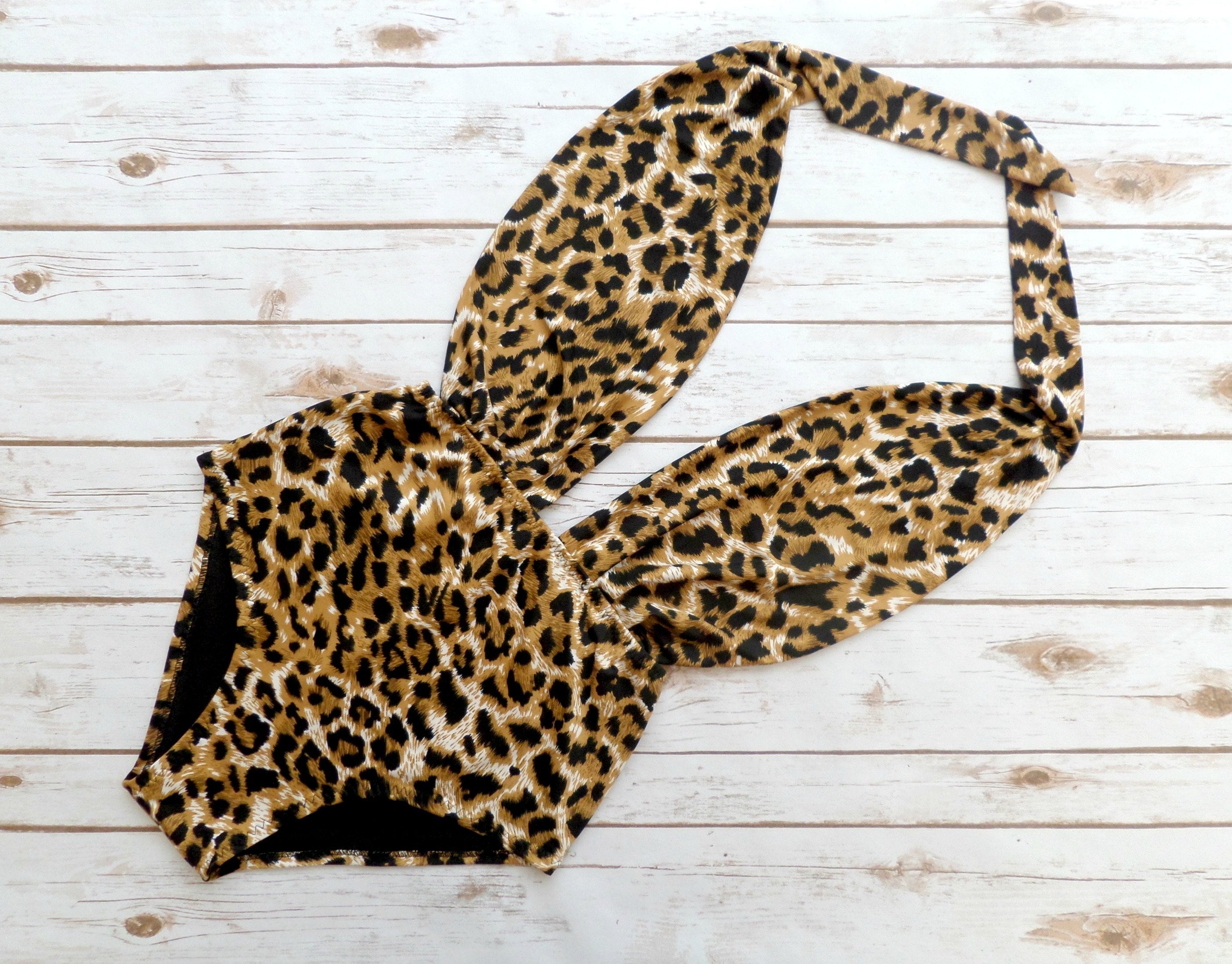 Leopard Print Swimsuit High Waisted Vintage Style One Piece | Etsy
