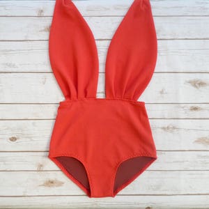 Bold Red Swimsuit Ladies Vintage Style One Piece Bathing Suit Unique Flattering Sustainable Fashion Swimwear image 5