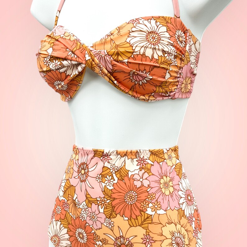 Vintage Floral & Orange Bikini main image 1