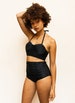 Bustier Bikini with Ruched Panel Briefs in Black 