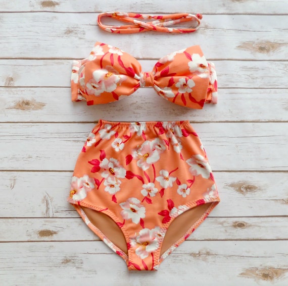 Huit Coming Soon Hibiscus Red Padded Strapless Bandeau Bikini Top 34A