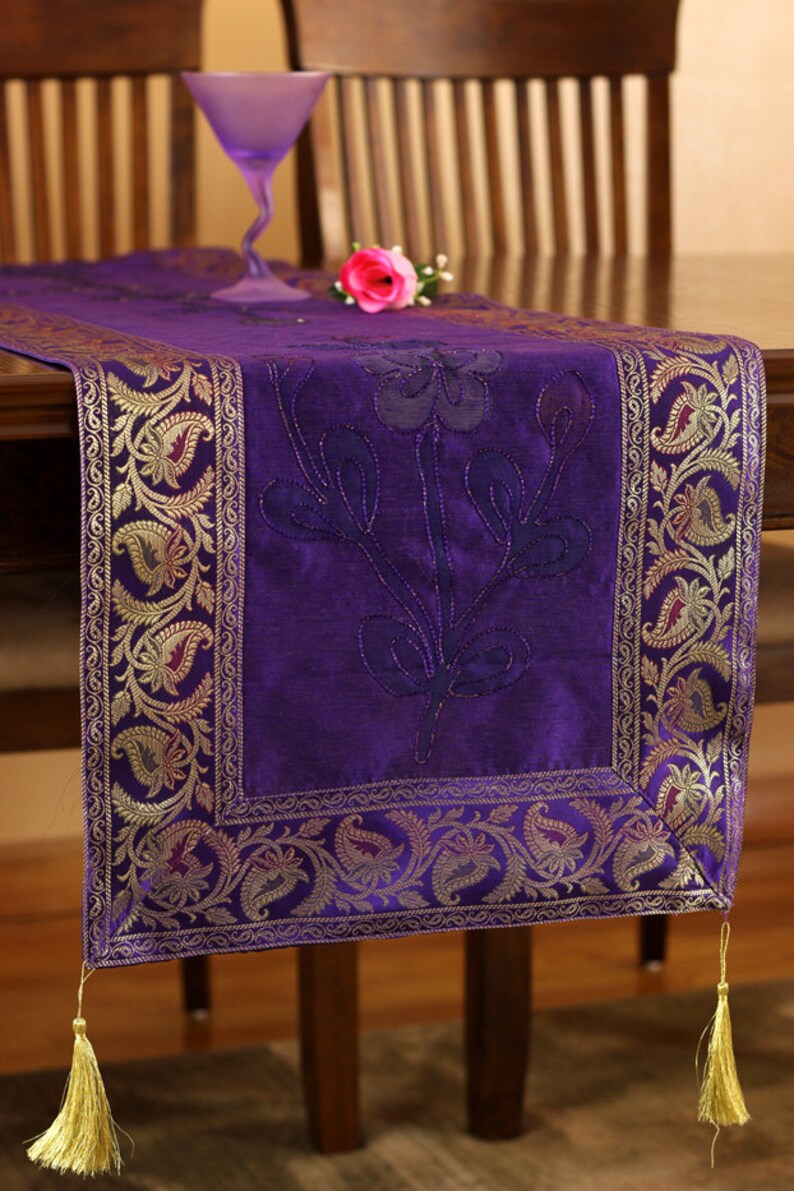 Hand Painted 120Inch by 17Inch Long Table Runner Plum Etsy