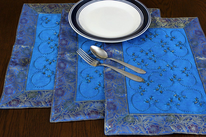 Hand Embroidered 7Piece Placemat & Table Runner Set Ocean Etsy