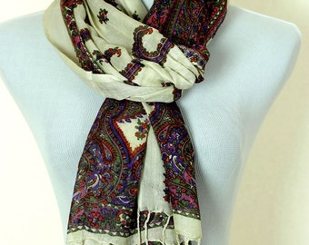 Floral Paisley Scarf (Purple & Red)