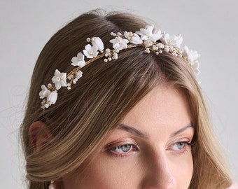 SUNSHINE Beautiful Porcalain Flowers  Bridal Headband