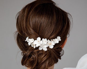 FLORENCE Gold Clay Flower Bridal Hair Comb