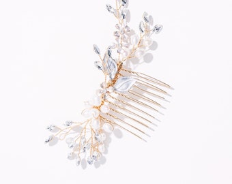 BONNIE Beautiful Crystal, Pearl, Flower Hair Comb