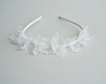 FLEUR Silk Flowers and Petite Pearls Bridal Headband