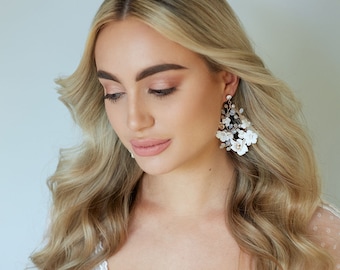 JUNE Romantic Bridal Earrings in Silver or Gold