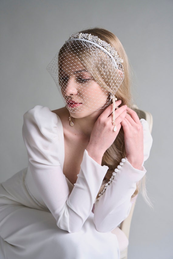 ANGELINA Beautiful Bridal Birdcage Veil UK