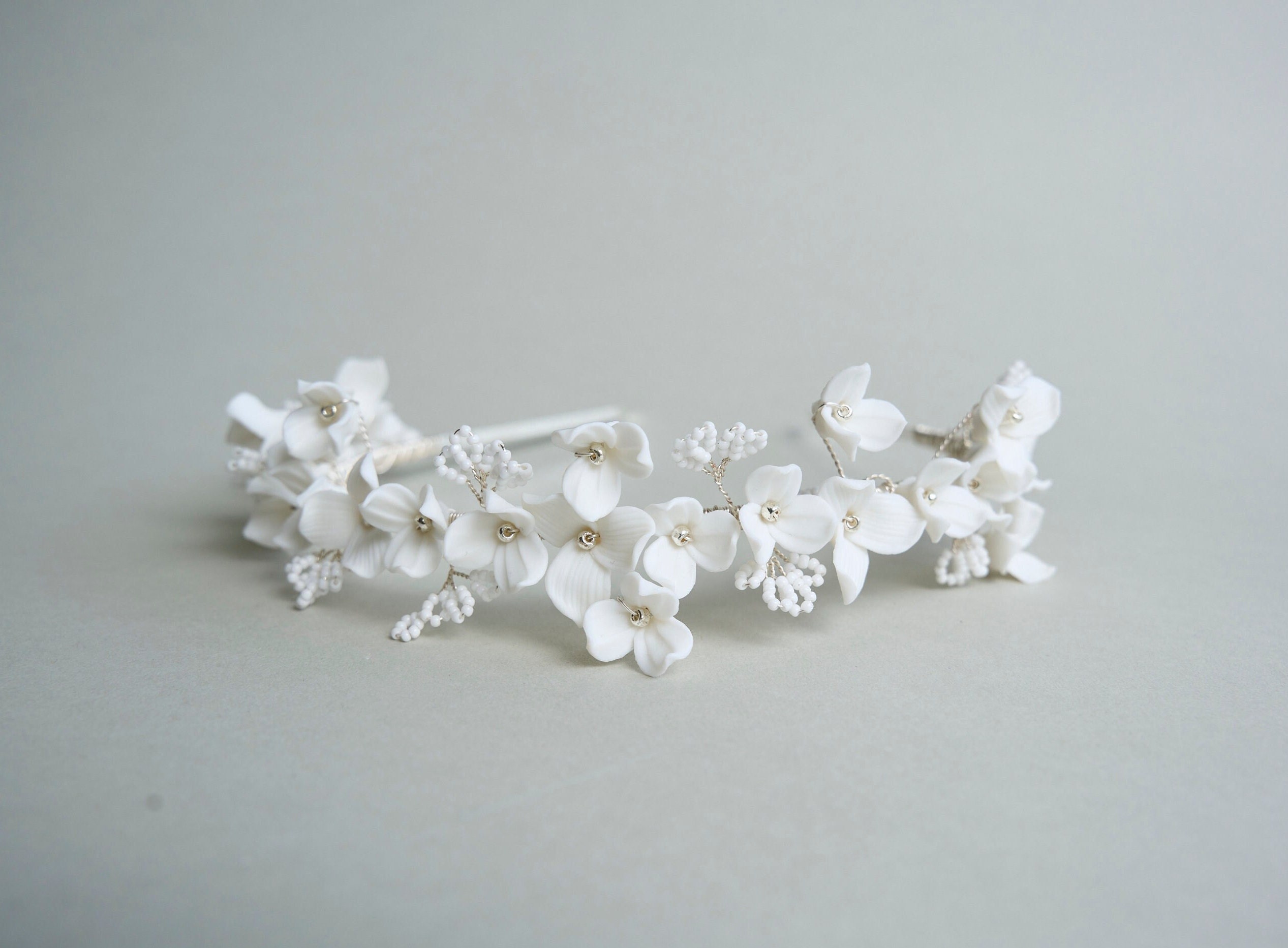 MEADOW Romantic Porcelain Flower Bridal Headband - Etsy