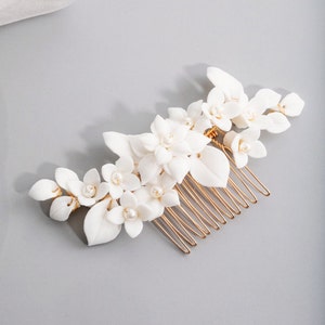 JASMINE Clay Flower Bridal Hair Comb