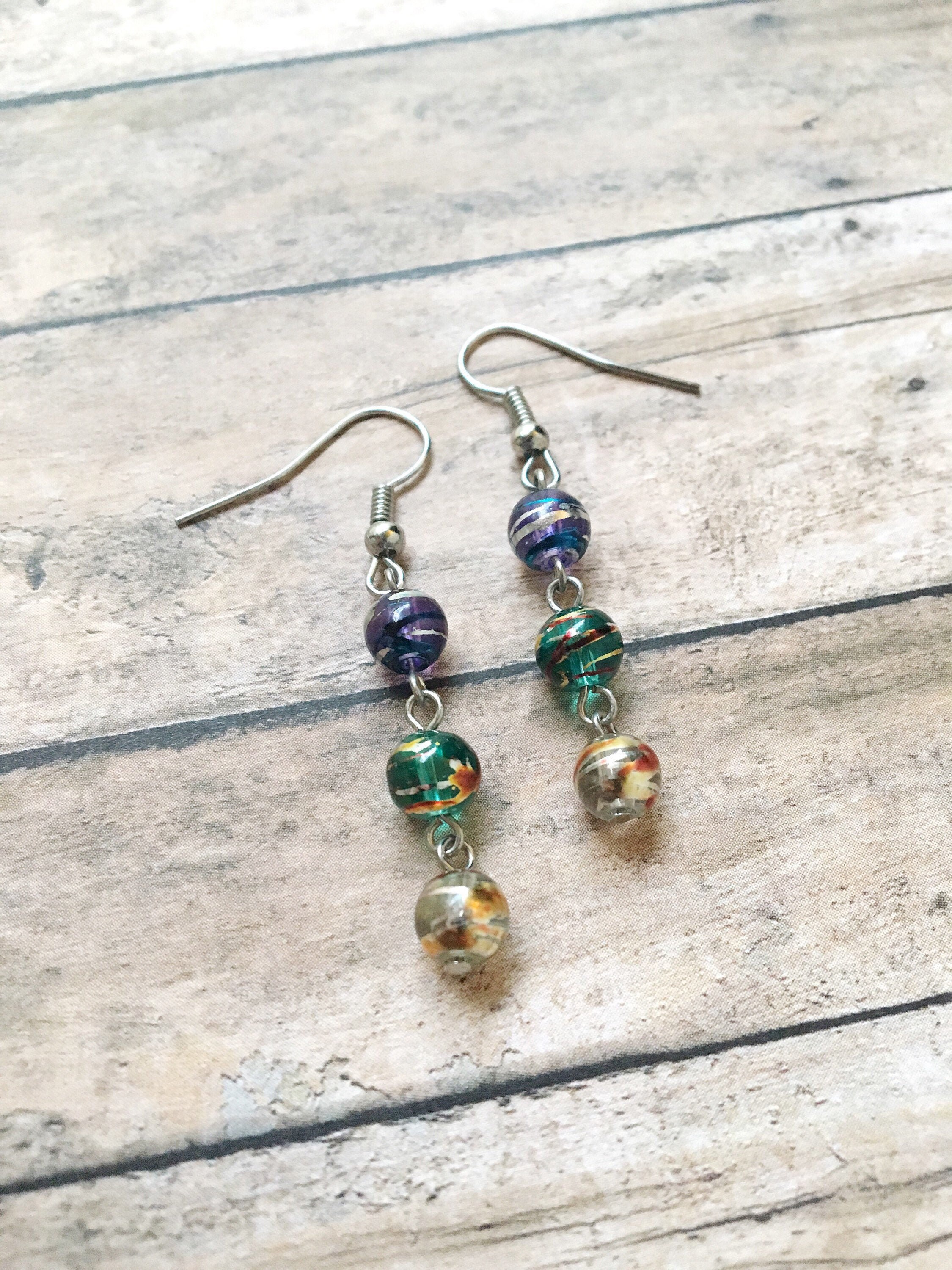 mardi gras dangle earrings