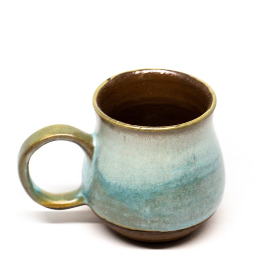 Green handmade ceramic mug handcrafted green ceramic cup