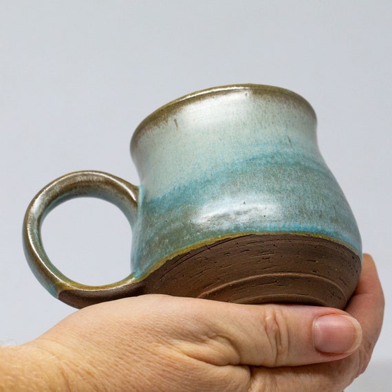 Green handmade ceramic mug handcrafted green ceramic cup