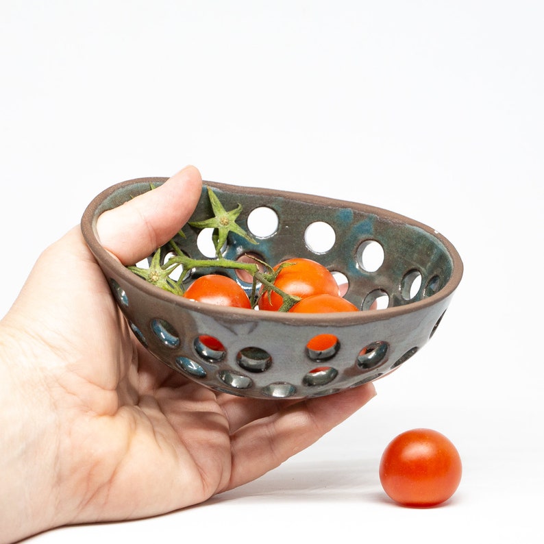 Handmade ceramic bowl. Pottery bowl with holes for serve fresh Etsy