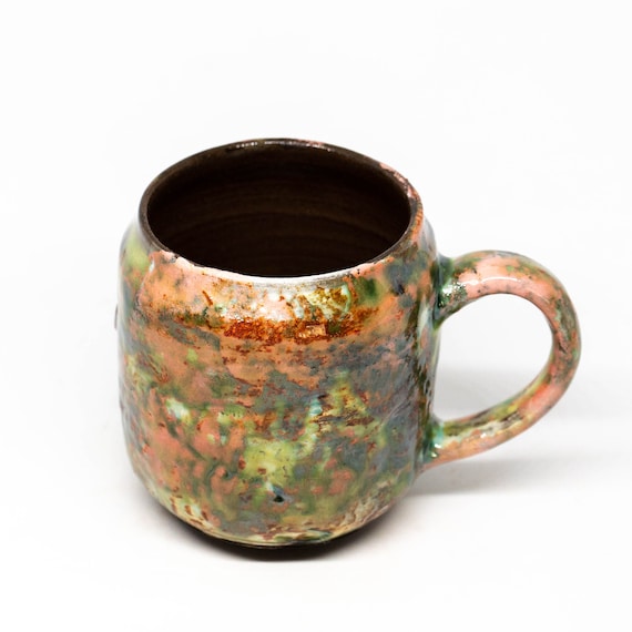 Green handmade ceramic mug handcrafted green ceramic cup