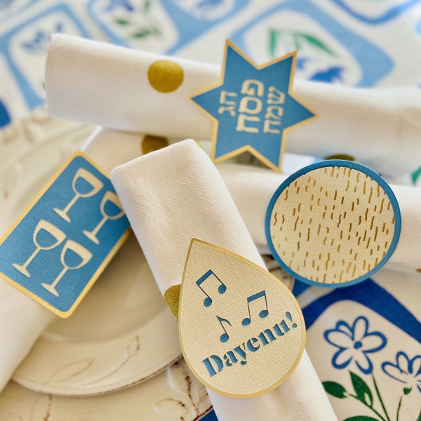 Set of twelve, Passover napkin rings-Passover table decor