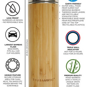 Over 25% off AMAZ0N price 4.6/5 * 197 ratings Largest Bamboo Tumbler Flask 530 ml Triple walled Stainless Steel Thermos hidden storage space